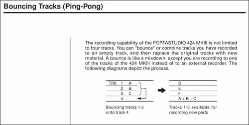 tascam 424 manual - bouncing tracks