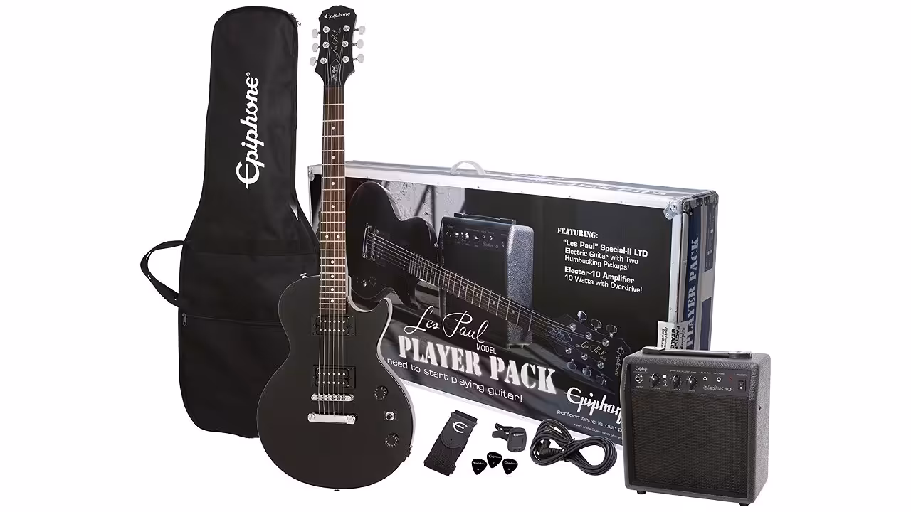 epiphone les paul electric guitar player package