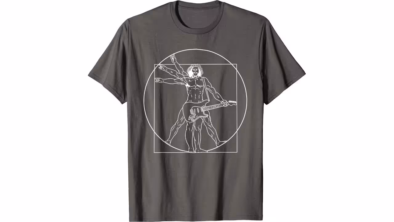 guitar da vinci vitruvian man guitar player musicians t-shirt