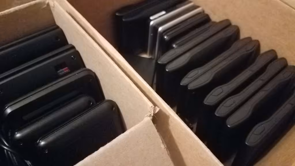 a box of garmin gps navigators