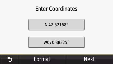 full gps coordinates on a garmin nuvi