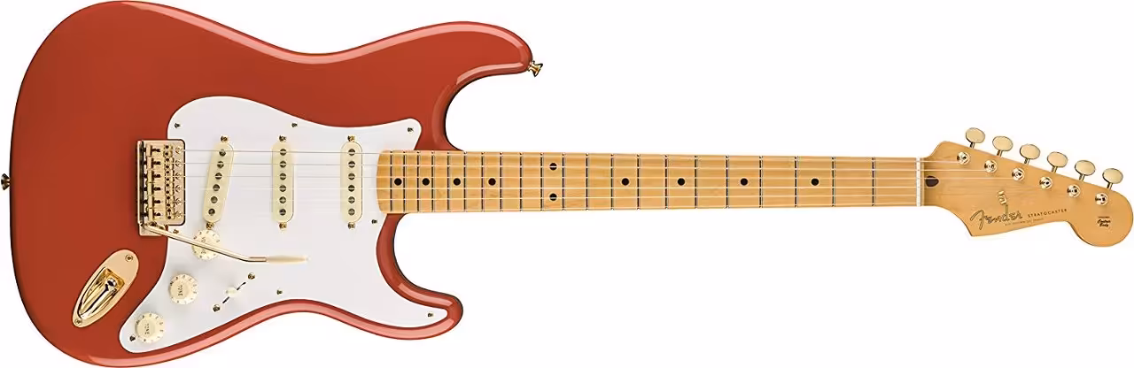 fender 50s stratocaster fiesta red gold hardware electric guitar