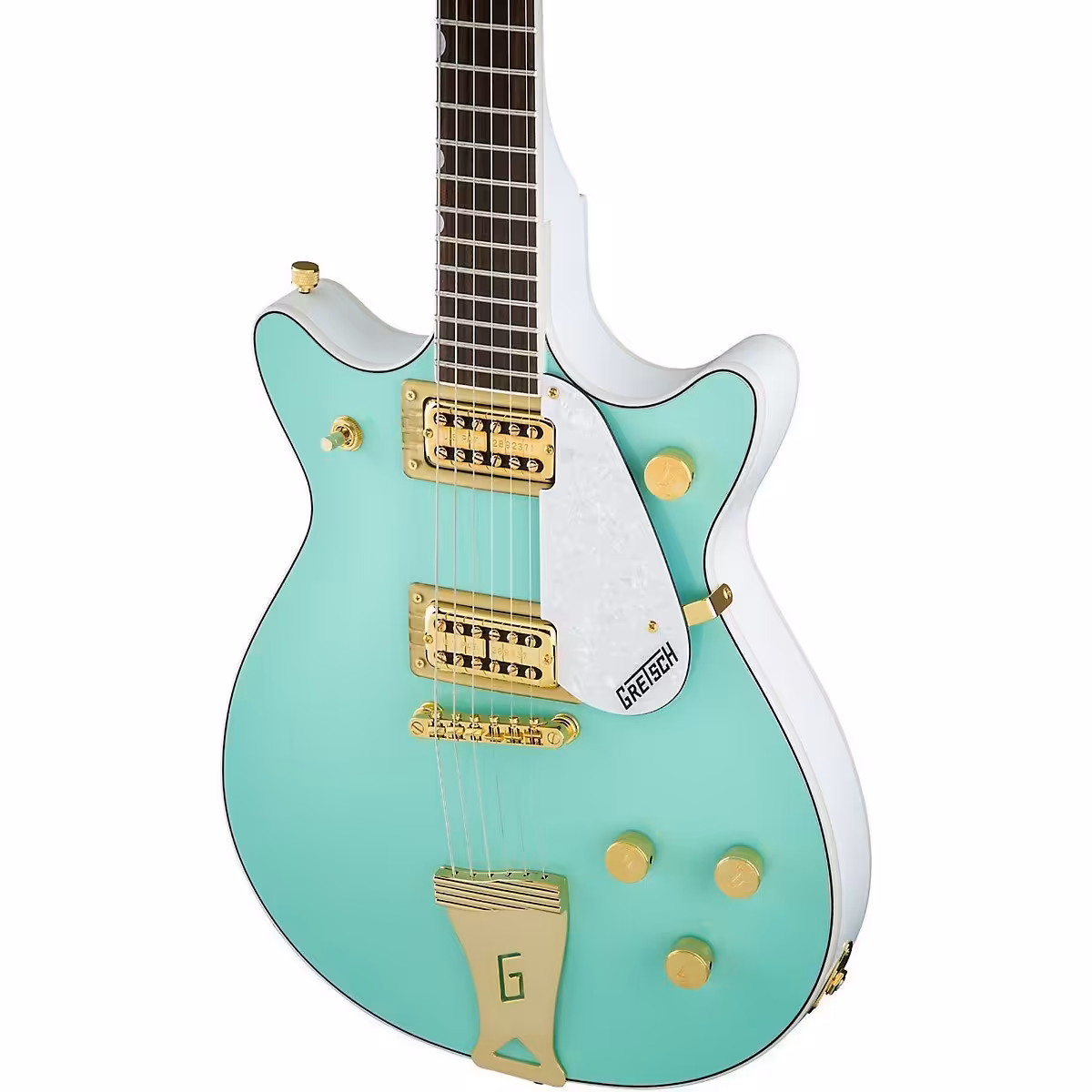 gretsch electromatic double jet two tone surf green white electric guitar