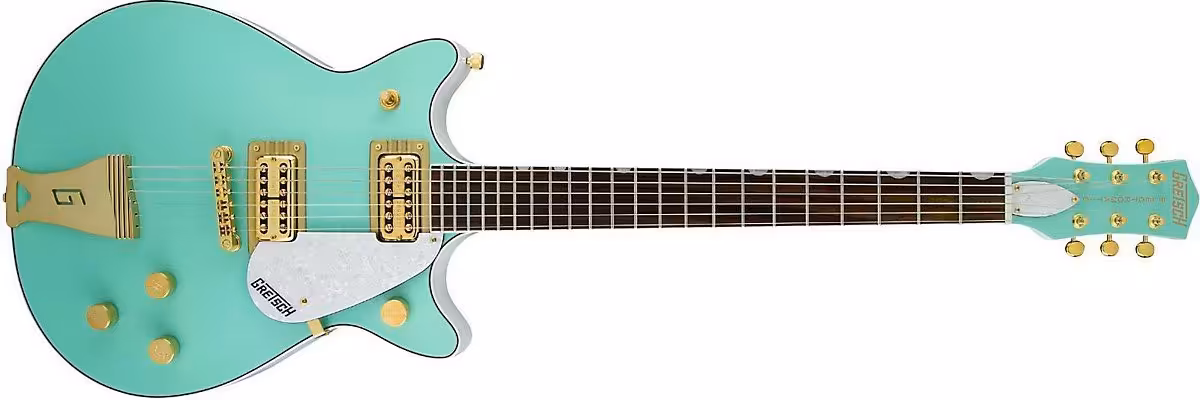 gretsch electromatic double jet two tone surf green white electric guitar