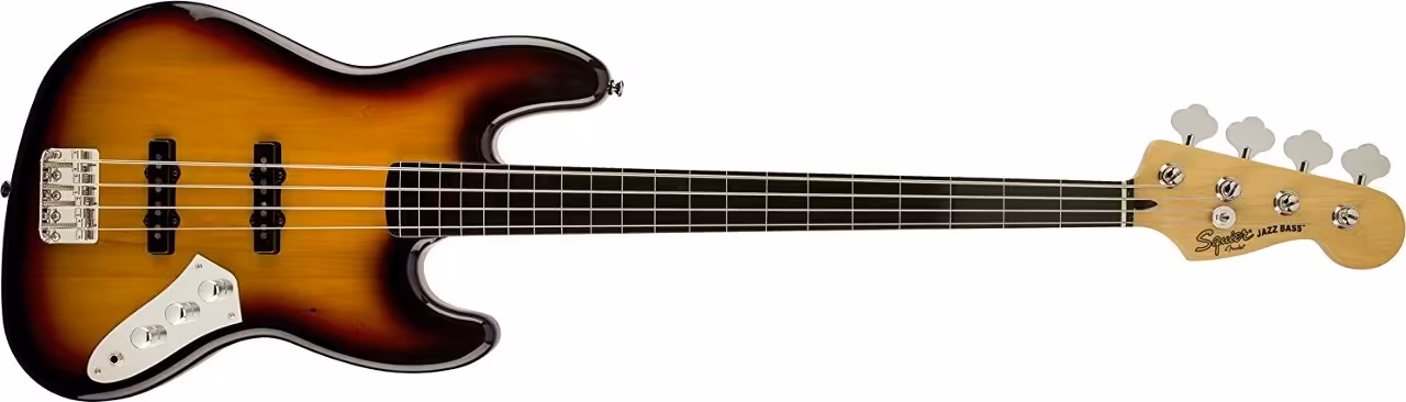 squier jazz bass fretless electric bass guitar
