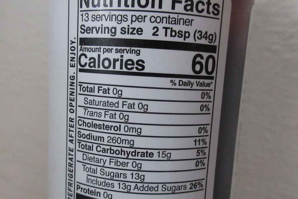 bbq sauce nutrition facts label