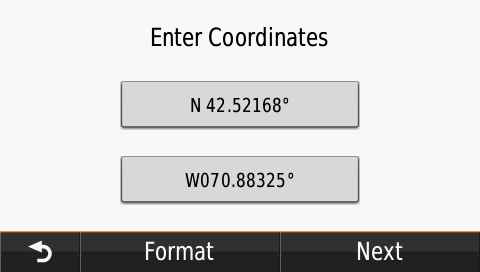 full gps coordinates on a garmin nuvi