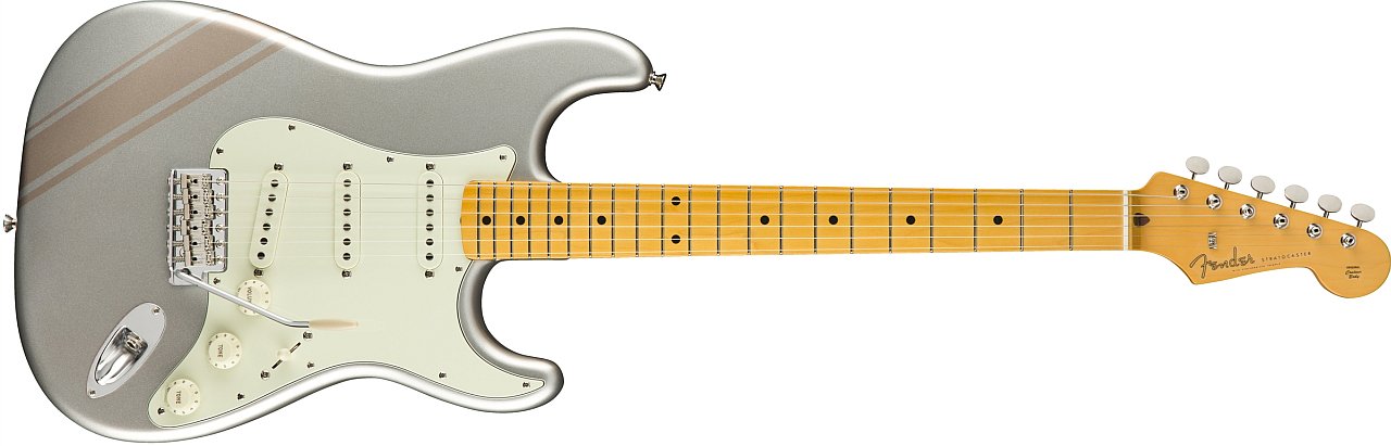 Fender FSR Traditional 50s Stratocaster With Stripe - Inca Silver with Shoreline Gold Stripes