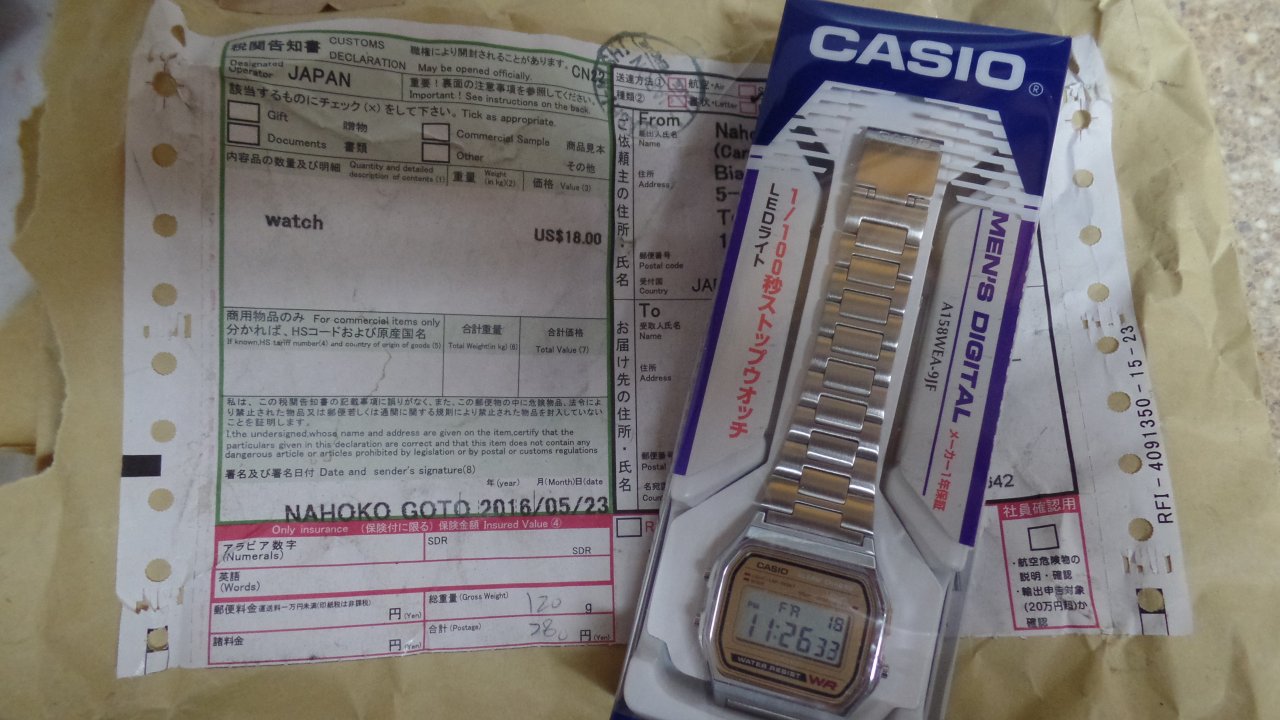 Casio A158WEA-9JF packaging