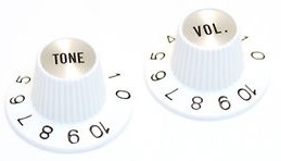 White Witch Hat Knobs for 6mm USA split Shaft Pots & Gibson Tone & Volume