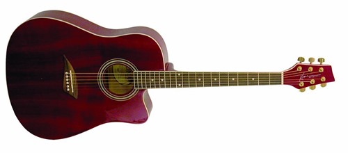 Kona K1TRD Acoustic Dreadnought Cutaway Guitar in Transparent Red Finish