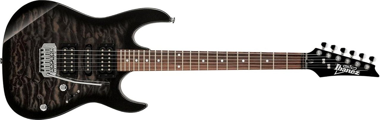 Ibanez GRX70QATKS 6-String Electric Guitar - Transparent Black Sunburst