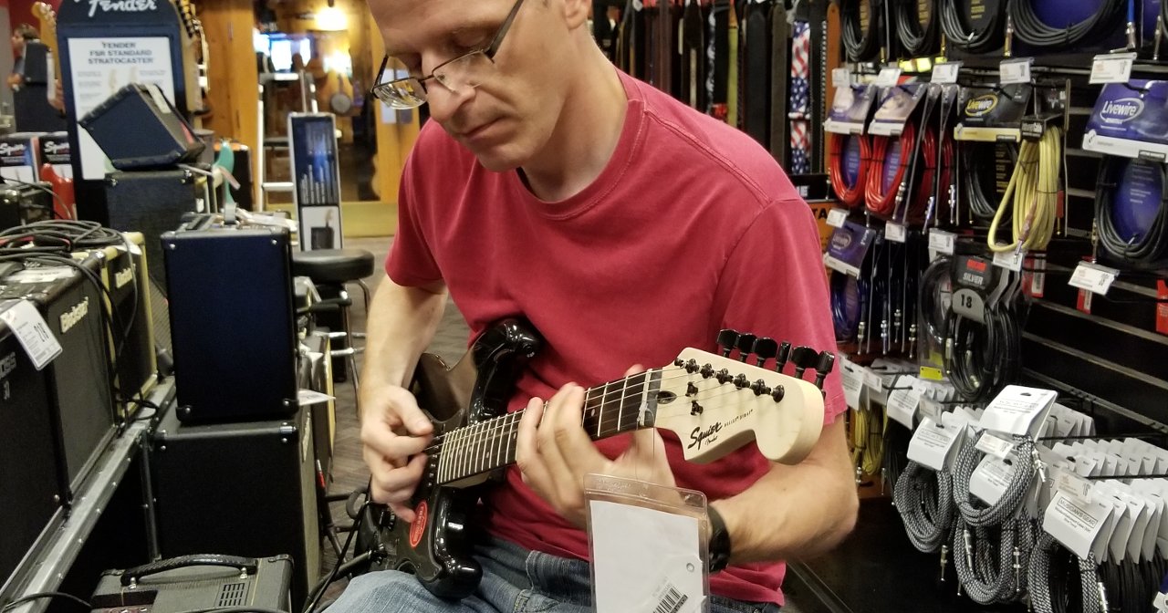 Playing a Squier Bullet Stratocaster HSS