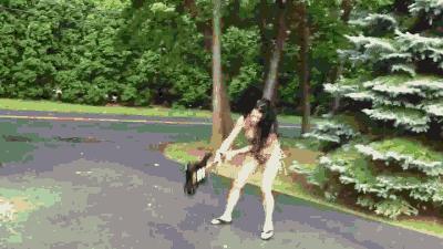 smashing a guitar