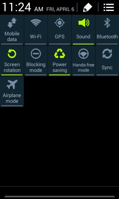Samsung Galaxy Stardust settings