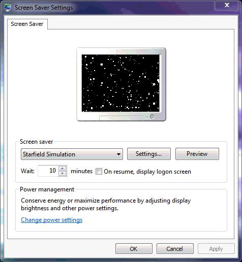stars screen saver on windows 7